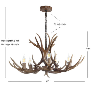 Eldora Adjustable Resin Antler LED Chandelier - JONATHAN Y